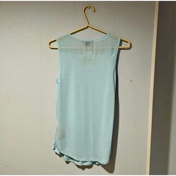 Light Blue Sleeveless Top with Sheer Overlay - Picture 2 of 4
